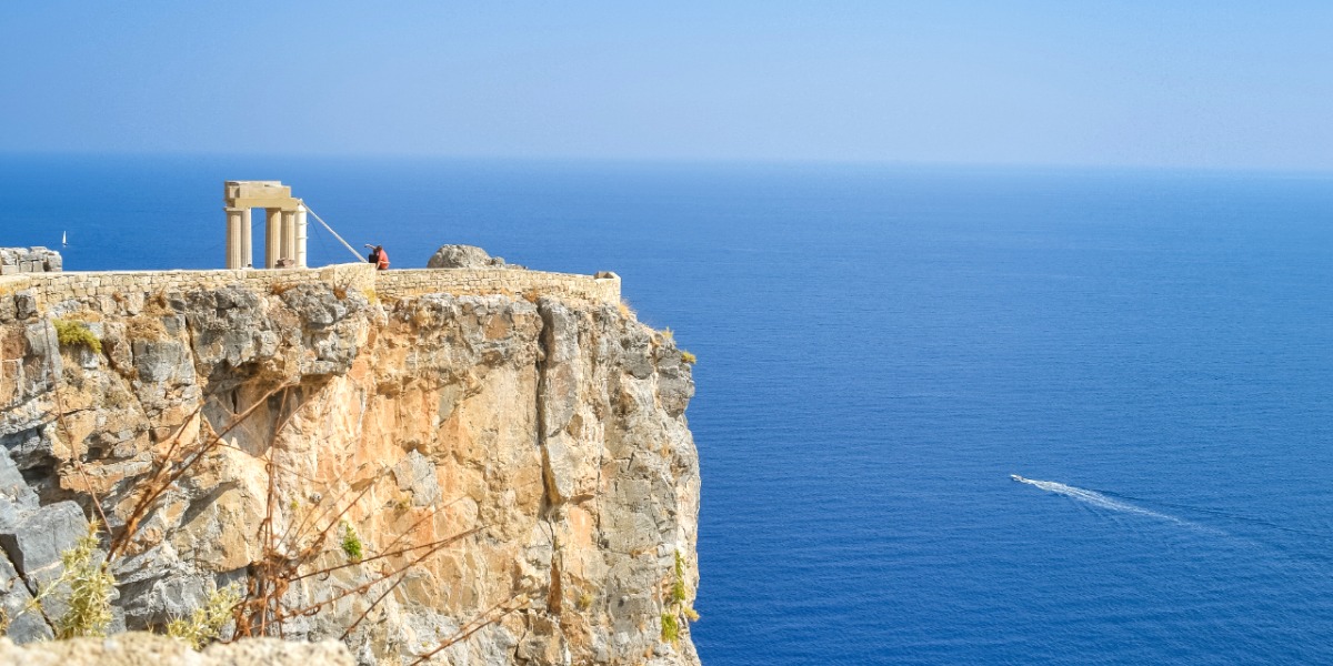 rock, ruins, blue sea, cliff, ferry crossings, from Greece to Turkey by ferry